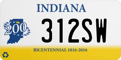 IN license plate 312SW