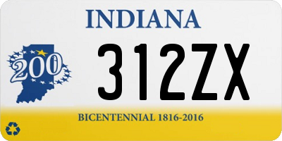 IN license plate 312ZX