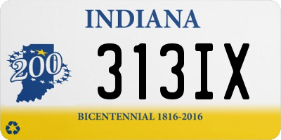 IN license plate 313IX