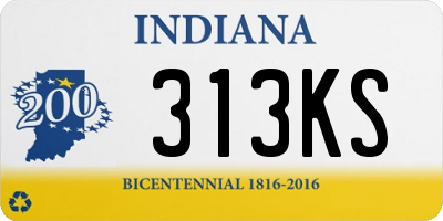 IN license plate 313KS