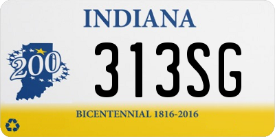 IN license plate 313SG