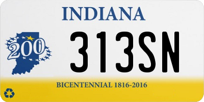 IN license plate 313SN