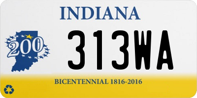 IN license plate 313WA