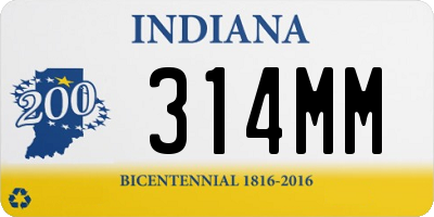 IN license plate 314MM
