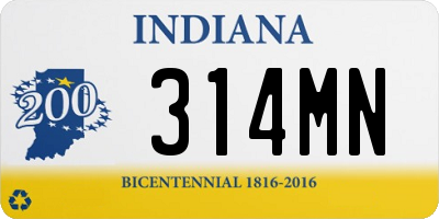 IN license plate 314MN