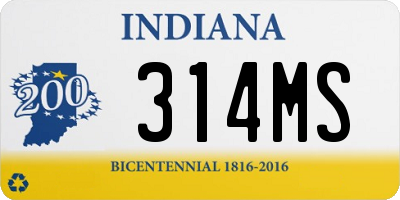 IN license plate 314MS