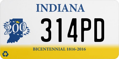 IN license plate 314PD