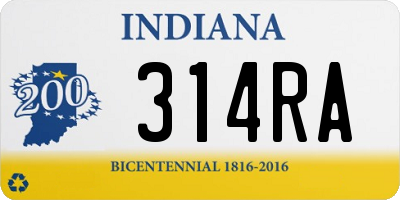 IN license plate 314RA