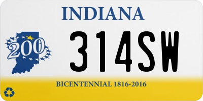 IN license plate 314SW