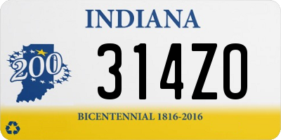 IN license plate 314ZO