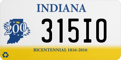 IN license plate 315IO