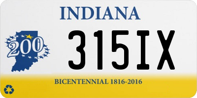 IN license plate 315IX