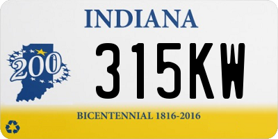 IN license plate 315KW