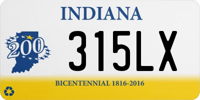 IN license plate 315LX