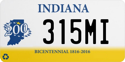 IN license plate 315MI