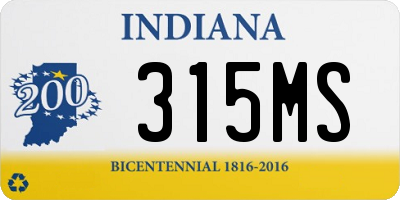 IN license plate 315MS