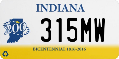 IN license plate 315MW