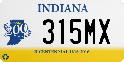 IN license plate 315MX