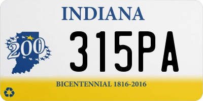 IN license plate 315PA