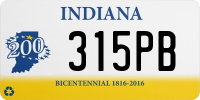 IN license plate 315PB