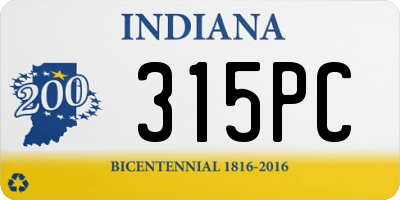 IN license plate 315PC