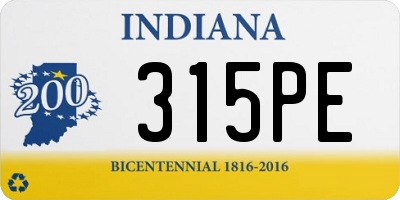 IN license plate 315PE