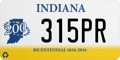 IN license plate 315PR