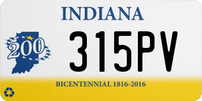 IN license plate 315PV