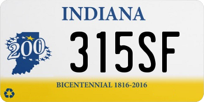 IN license plate 315SF