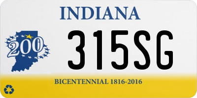 IN license plate 315SG