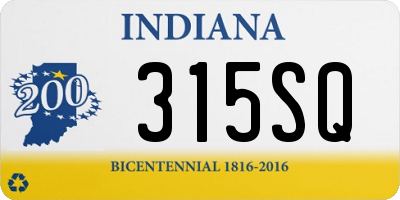 IN license plate 315SQ