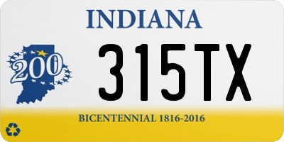 IN license plate 315TX