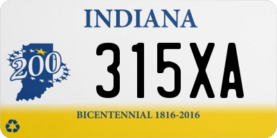 IN license plate 315XA