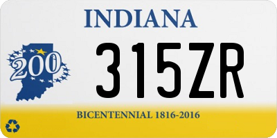 IN license plate 315ZR