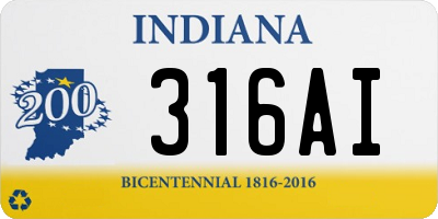 IN license plate 316AI