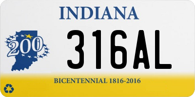 IN license plate 316AL
