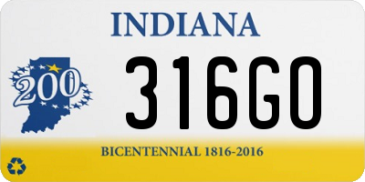 IN license plate 316GO