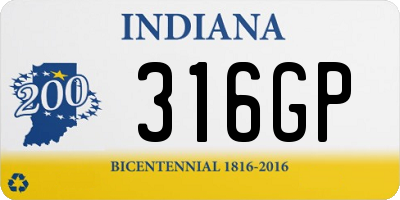 IN license plate 316GP