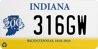 IN license plate 316GW