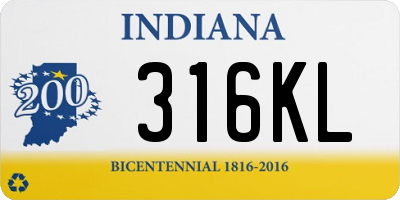 IN license plate 316KL