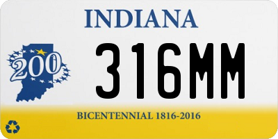IN license plate 316MM