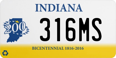 IN license plate 316MS