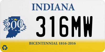 IN license plate 316MW