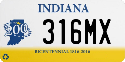 IN license plate 316MX