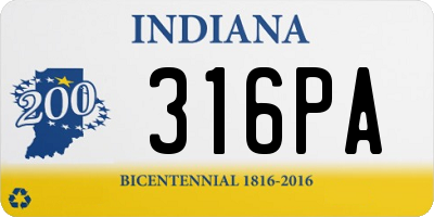 IN license plate 316PA