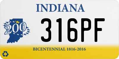 IN license plate 316PF