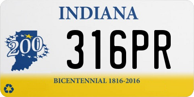 IN license plate 316PR