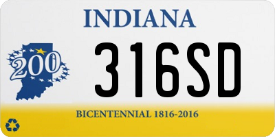 IN license plate 316SD