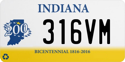 IN license plate 316VM