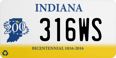 IN license plate 316WS